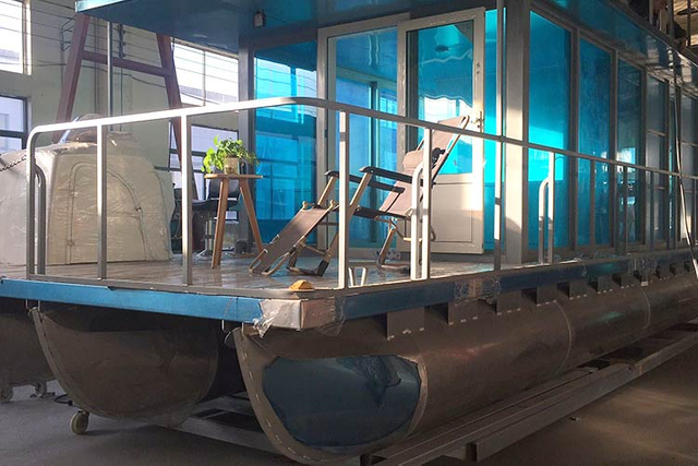 منزل-منزل-عائم-قارب من الألومنيوم للسفر-تأجير-المعيشة-على-الماء 4