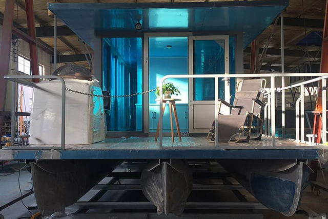 منزل من الألمنيوم قارب عائم للسفر-تأجير-المعيشة-على-الماء